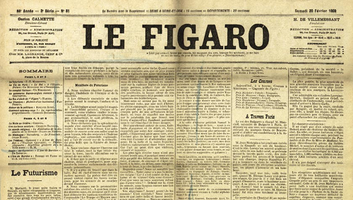  20 febbraio 1909: in prima pagina il Manifesto del Futurismo