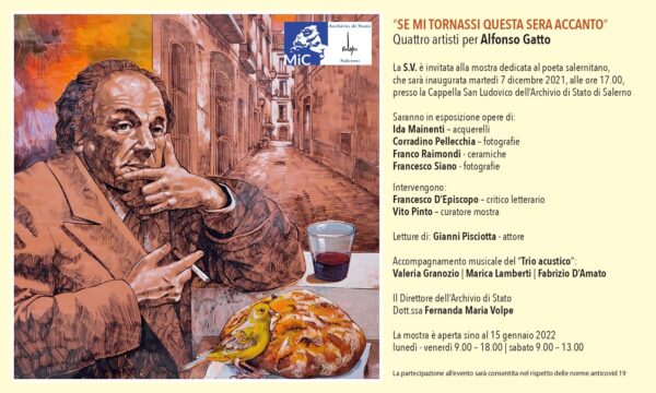  7 dicembre, quattro artisti per Alfonso Gatto con la mostra “Se mi tornassi questa sera accanto”